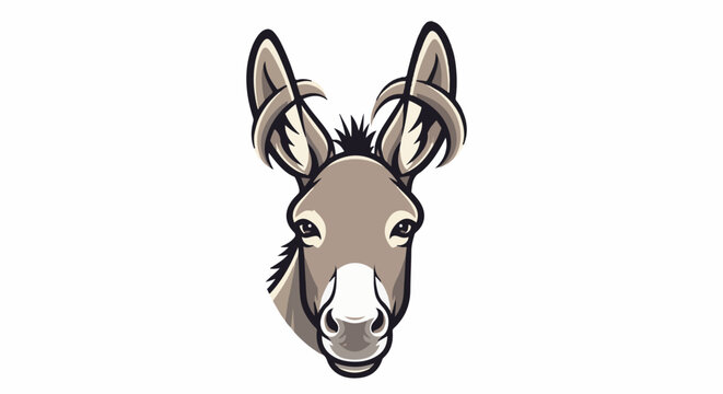 Stylized cartoon donkey head with large ears and a white muzzle