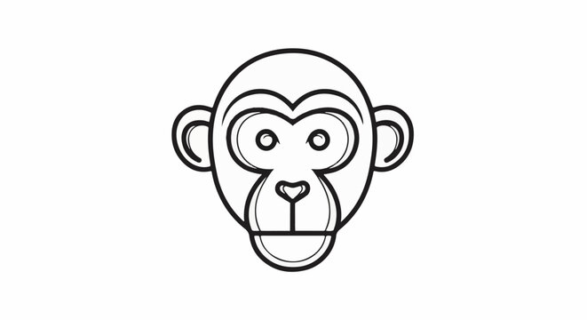 Simple cartoon monkey face with black outline and textured effect