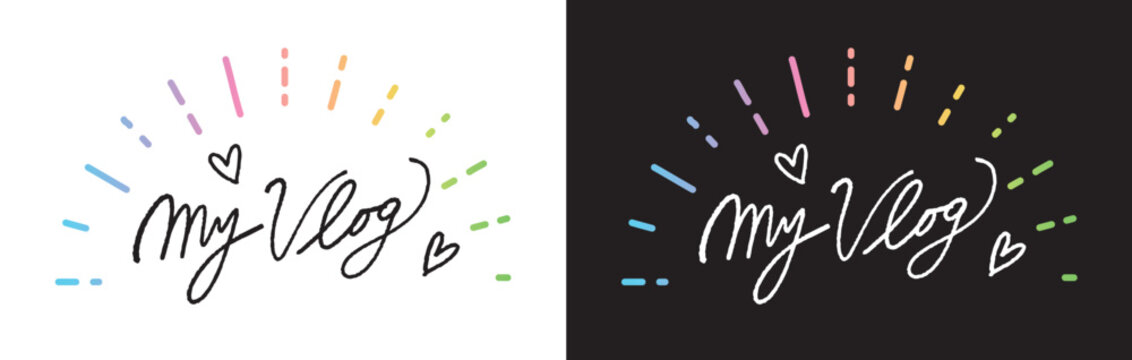 手書き風おしゃれなMy Vlog タイトル 素材 サムネイル