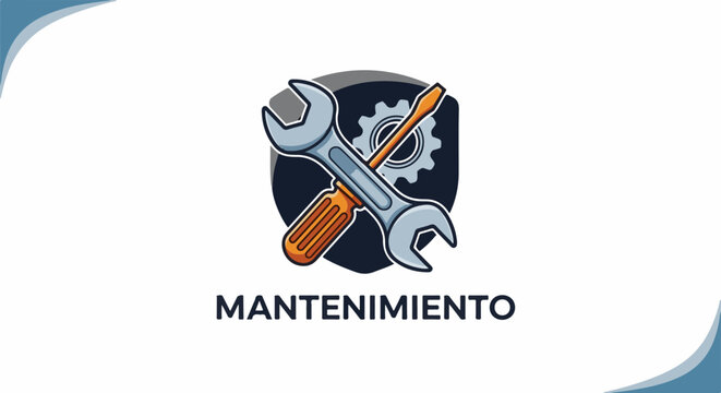 Crossed tools and gear symbol with text "MANTENIMIENTO" below