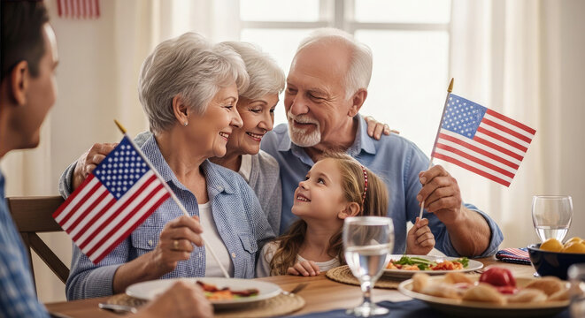 Celebrating flag day with family patriotic american tradition and multi generational joy