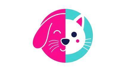 Obraz premium Dog and cat icon in circle pet care concept isolated on white