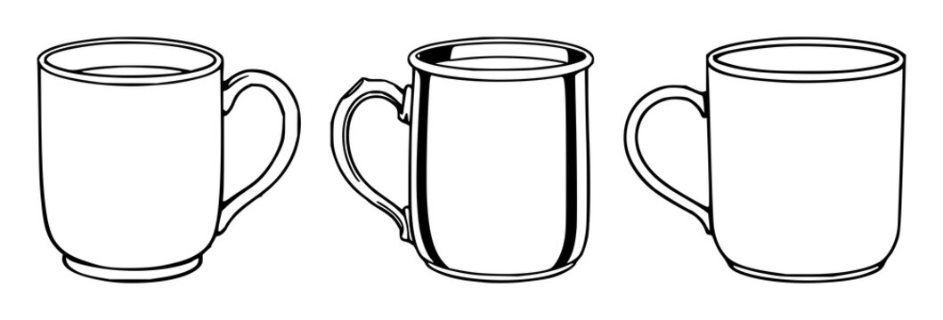 Copper mule mug set with black line art on white background featuring copper hue, mug silhouette, handle design with vintage style and coaster