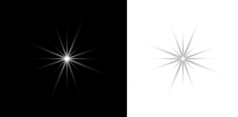 Obraz premium Magic glowing star PNG overlay transparent background sparkle shine light beam flash effect bright energy explosion celebration vector illustration design