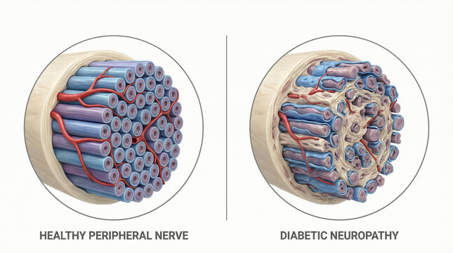 ​3D Comparison of Healthy Peripheral Nerve and Diabetic Neuropathy Damage