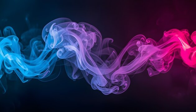 A vibrant display of colorful smoke swirling in the air against a dark background