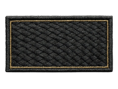 Rectangular black doormat with yellow border design isolated on transparent background