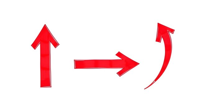 A set of red arrows pointing in different directions on a white background