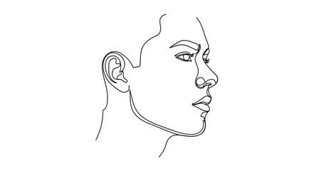 Minimalist continuous line profile portrait of human head. © yanto