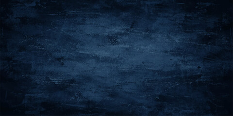 Obraz premium Dark Blue Grunge Concrete Texture Background with Rough Distressed Painted Wall, Abstract Brush Stroke Pattern for Vintage Banner, Digital Wallpaper and Design Backdrop.
