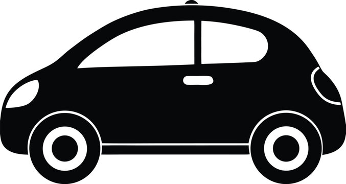 Autonomous Car silhouette vector art illustration and minimal black and white design