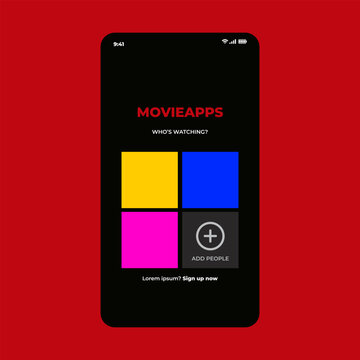 Movie player app on smartphone screen. Netflix. UI. UX. User interface user experience. Youtube	