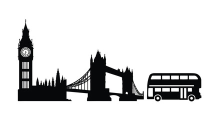 Fototapeta premium Iconic london landmarks including big ben tower bridge and a red bus