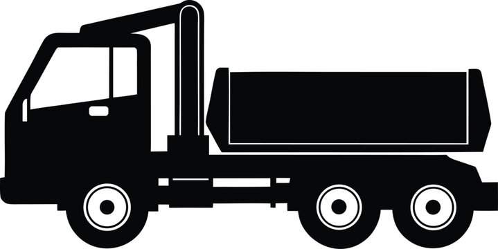Concrete Pump Truck silhouette vector art illustration and minimal black and white design