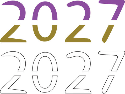 Colorful 2021 numbers in different styles and colors  modern typography design elements