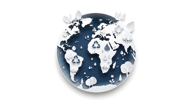 Abstract earth representation a swirling globe of blue white and landmasses