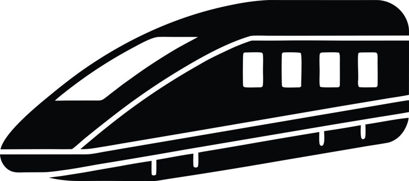 Maglev Train silhouette vector art illustration and minimal black and white design