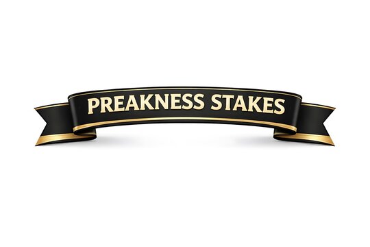 Black and gold preakness stakes banner on white background