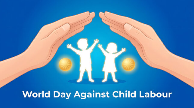 Protecting children a world day against child labour awareness illustration