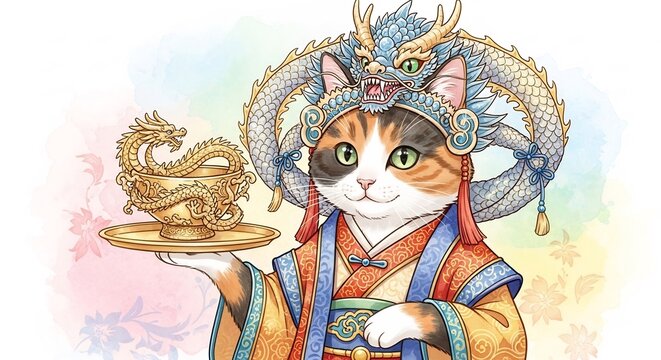 猫, 王冠, 杯が輝く