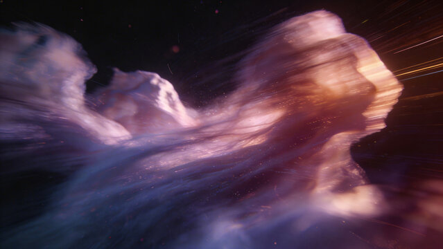 Cosmic Nebula smoke silouhette Art &mdash; Pink Purple Organic Smoke Abstract Background, Space Science Visualization