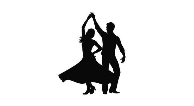 Silhouette of a couple dancing showcasing a joyful and romantic moment