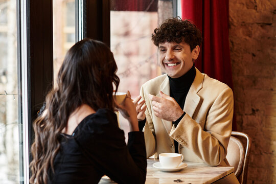 Enjoying love and connection at a cozy restaurant 