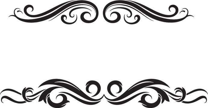 Black ornamental swirls, decorative borders on white background