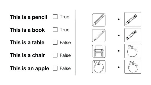 Learning Essentials: A simple and engaging educational illustration designed to teach basic object identification and encourage visual association and logical thinking. 