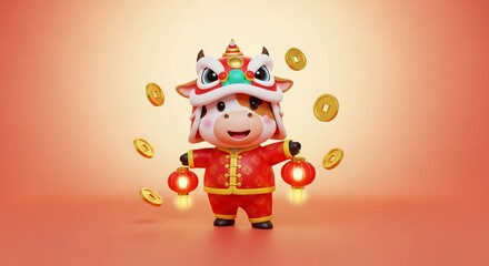 Fototapeta premium 牛が幸運を招く姿
