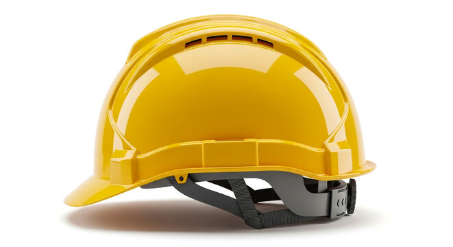 Yellow Hard Hat Safety Helmet Construction Personal Protective Equipment Isolated on White
