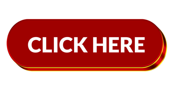 Glossy red click here button UI element with smooth rounded corners isolated on transparent background web interface png
