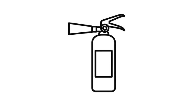 Simple black and white line drawing of a standard fire extinguisher