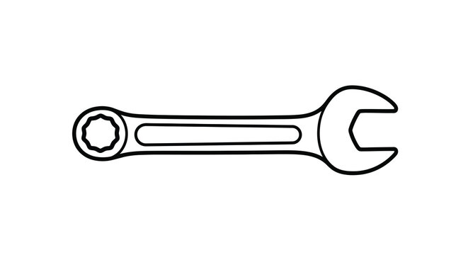 Simple black and white illustration of an open end wrench tool