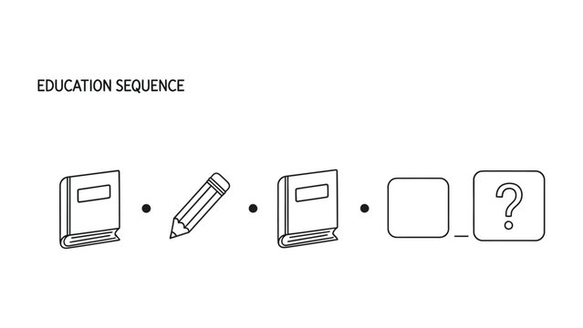 Education Sequence: An educational sequence illustrates learning through a series of key elements, symbolizing the path of knowledge and understanding.