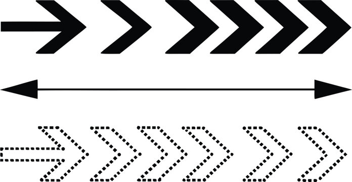 Black geometric arrows and dotted line border pattern