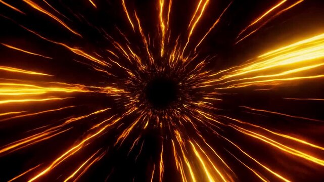 Epic Panoramic IMAX Warp Tunnel of Blazing Fire Streaks in Deep Space