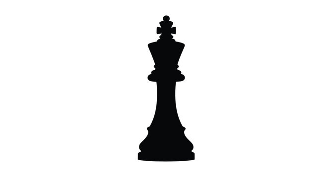 Black chess king silhouette on transparent background