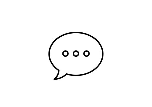 Chat bubble icon with three dots for messaging and conversation, minimalist line style