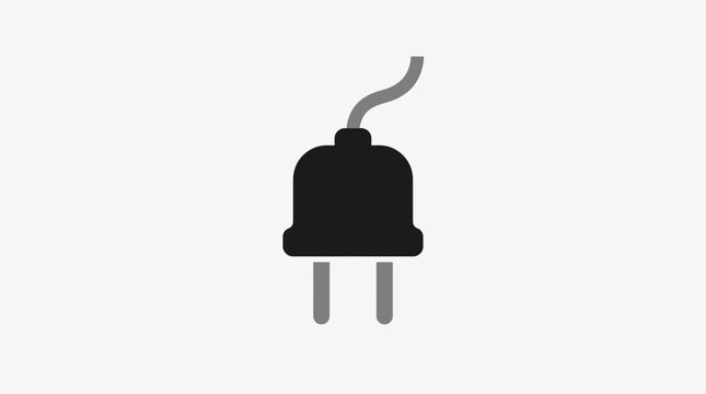 A 3d cartoon illustration of a red bell and computer mouse with a power cord isolated on a white background as a vector sign symbol icon object
