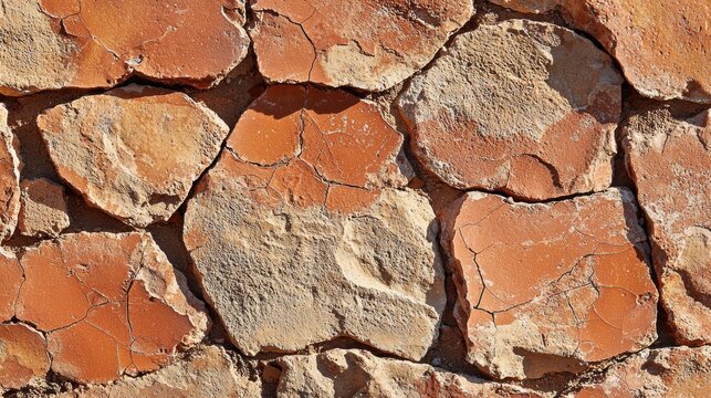 Glazed clay background natural terracotta surface with weathered cracks earthy orange brown tones seamless texture overhead perspective rustic ceramic material
