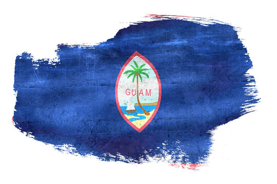 Guam flag painted brush stroke on transparent background