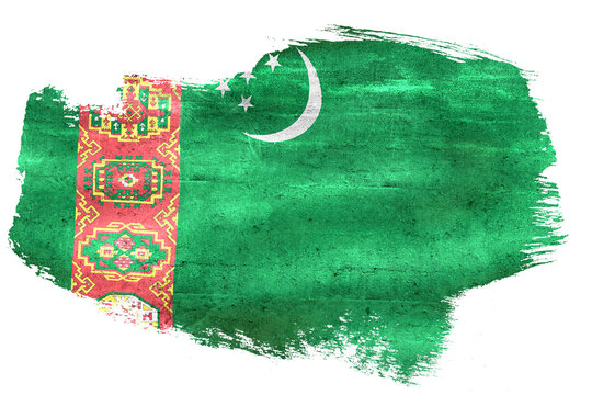 Turkmenistan flag painting with textured brushstroke design