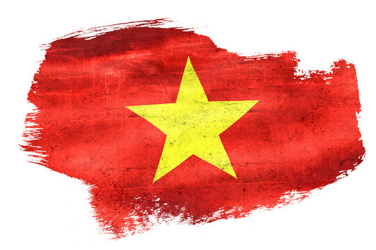 Vietnam flag symbol grunge watercolor brushstroke