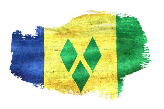 Saint Vincent and the Grenadines flag painting with transparent background