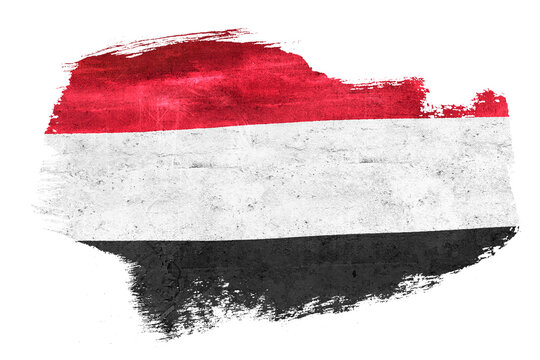 Yemen flag painted brush stroke transparent background