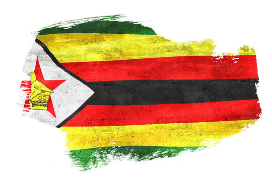 Zimbabwe national flag brush stroke transparent background