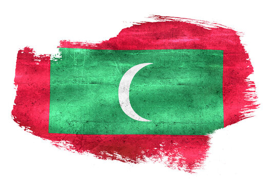 Maldives national flag watercolor stroke on transparent background