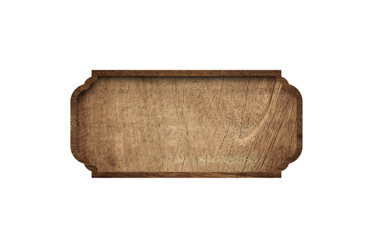 Wooden dark plate, isolated on white background