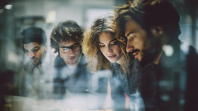 Group of people focused on something
